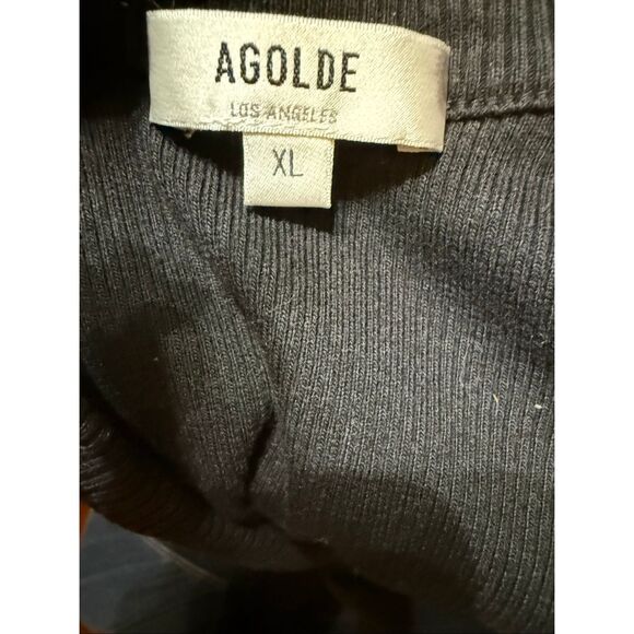 Agolde Women's Bailey Ribbed Knit Round Neck Racerback Tank Top Black Size XL - Picture 9 of 10